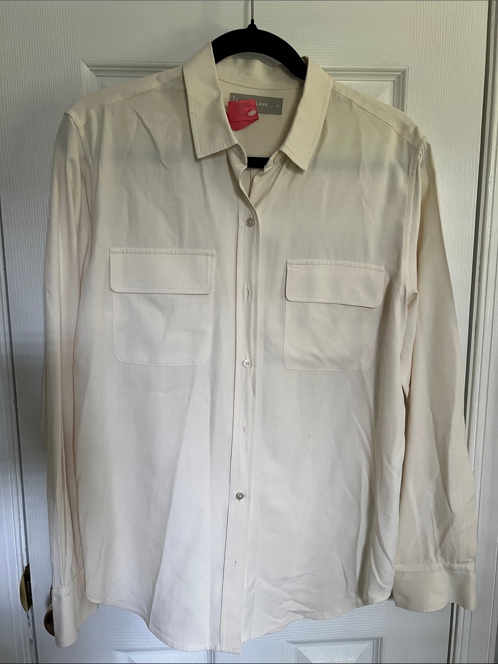 Everlane Cream Washable Silk Button-Down Shirt